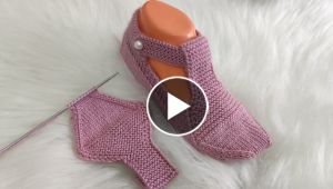 knit booties with two needles.